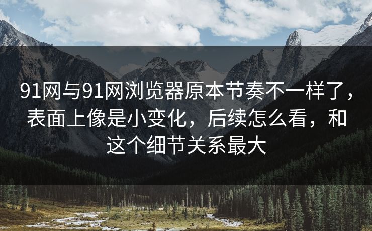 91网与91网浏览器原本节奏不一样了，表面上像是小变化，后续怎么看，和这个细节关系最大