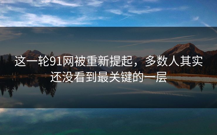 这一轮91网被重新提起，多数人其实还没看到最关键的一层