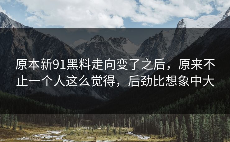 原本新91黑料走向变了之后，原来不止一个人这么觉得，后劲比想象中大