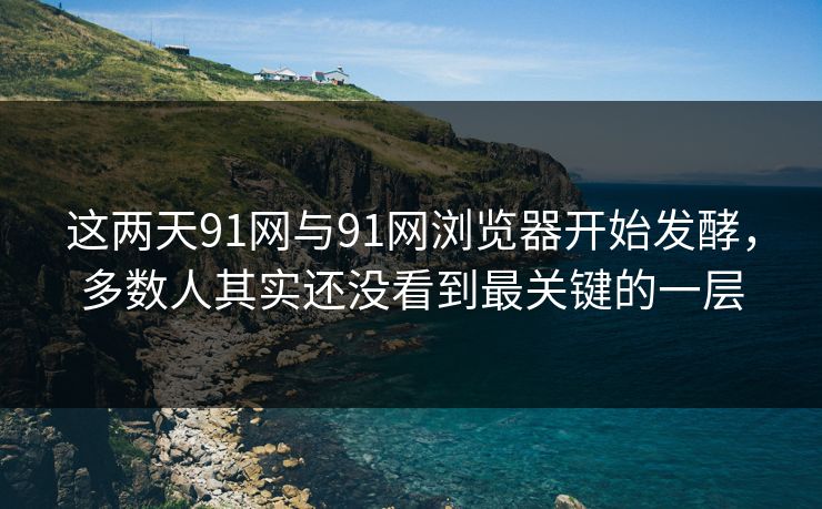 这两天91网与91网浏览器开始发酵，多数人其实还没看到最关键的一层