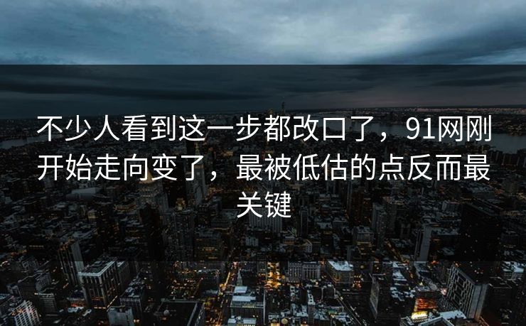 不少人看到这一步都改口了，91网刚开始走向变了，最被低估的点反而最关键