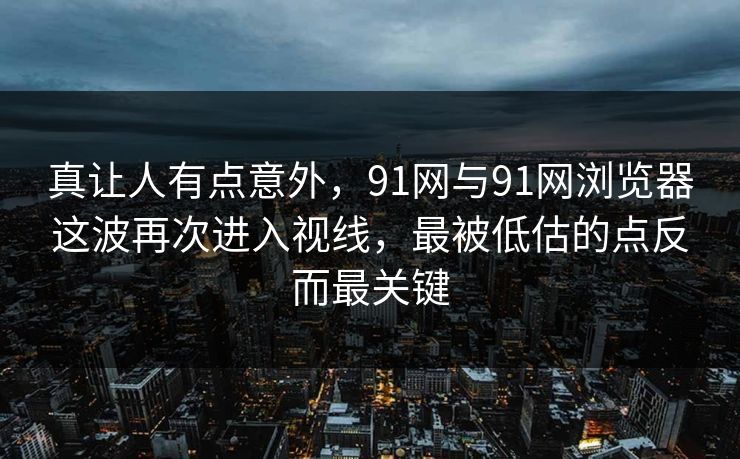 真让人有点意外，91网与91网浏览器这波再次进入视线，最被低估的点反而最关键