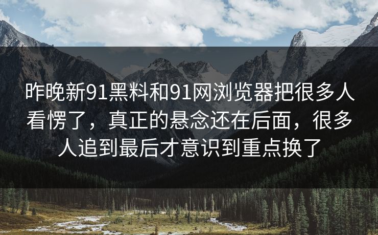 昨晚新91黑料和91网浏览器把很多人看愣了，真正的悬念还在后面，很多人追到最后才意识到重点换了